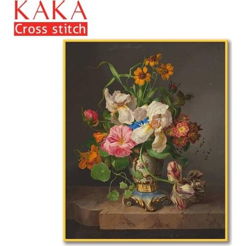 Cross stitch kits,Embroidery needlework sets with printed pattern,11CT-canvas for Home Decor Painting,Flowers Full NCKF322