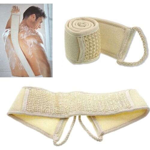 Natural Soft Exfoliating Loofah Shower Strap Massage Spa Scrubber Sponge Back Strap Body Skin Cleaning Tool Shower Strap