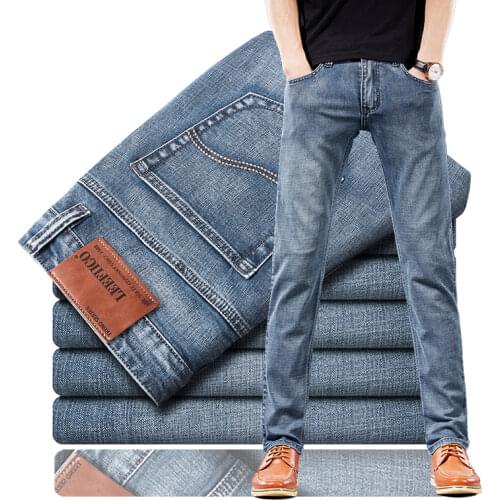 2021 autumn new Brand classic autumn mens smoky gray jeans Mens business casual slim-fit denim trousers mens jeans