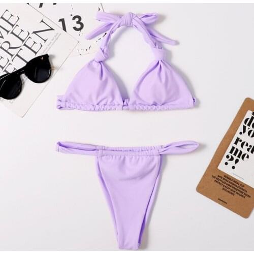 New split swimsuit womens solid Sexy Bikini swimsuit triangle solid swimsuit swimwear bathing suit women mayo