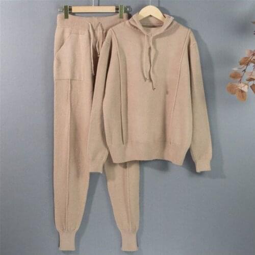 2021 Autumn Knitted Tracksuit Women 2 Pieces one Set Knitted Pullovers Sweater and Pants Turtleneck Sweater + Carrot Jogging