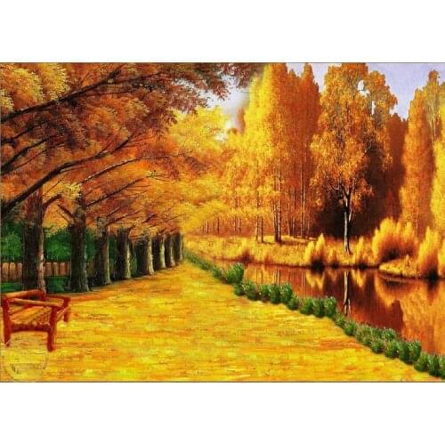 Autumn scenery along the river Needlework,DIY Aida 14CT Cross stitch,For Embroidery kits,Cross-Stitching Crafts wall home decor