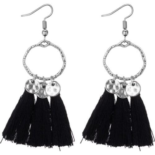 Hot style Bohemian vintage tasseled earrings with exaggerated chic handmade earrings wholesale for women