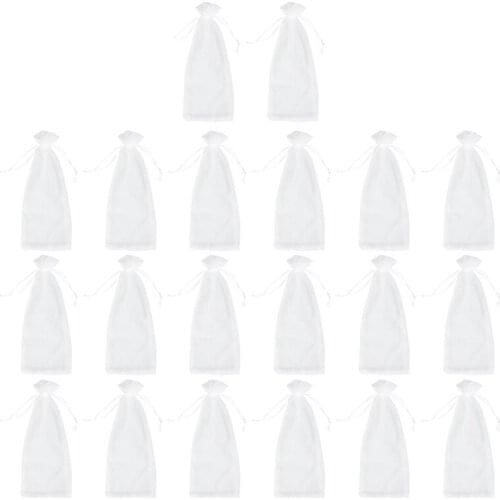 Practical 20Pcs Sheer Organza Wine Bags 14X37cm Reusable Simple Bottle Wrap Dresses Festive Packaging Baby Shower Wedding Favors