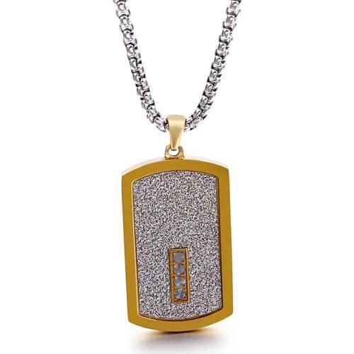 Simple trendy stainless steel mens tag pendant, new personality fashion trendy titanium steel necklace
