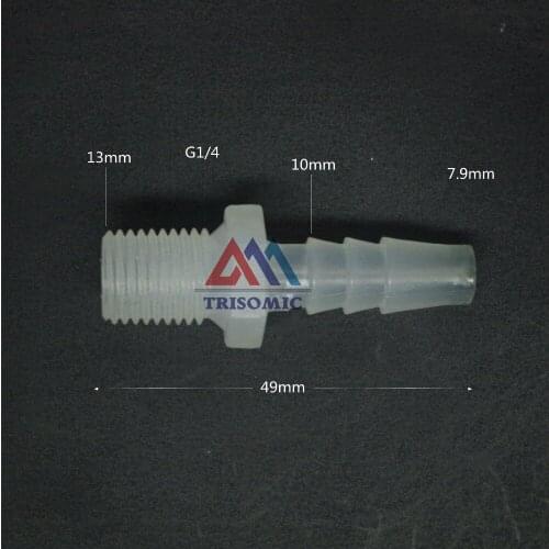 7.9mm-G1/4 Straight Connector Plastic pipe Fitting Barbed Connector with thread Material PP Fish Tank Airline Aquarium