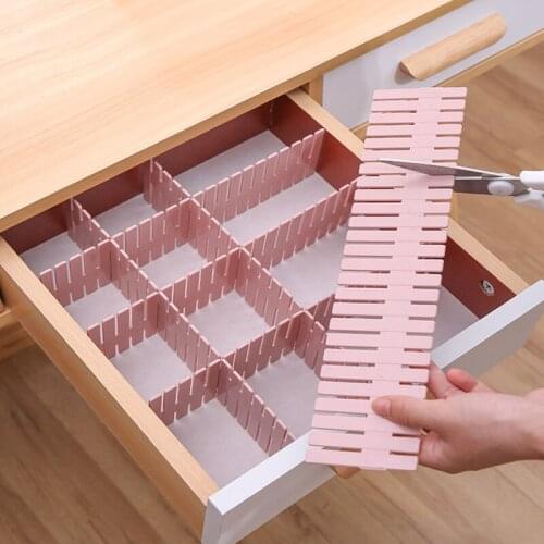 2Pcs DIY Adjustable Storage Partition Board Plastic Drawer Divider Combination Partition Board Space-saving Division Organizer