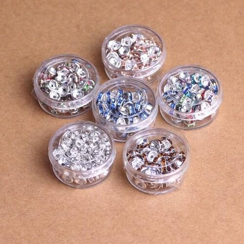 Glass Round Bead Black 6/8mm Crystal Rhinestone Metal Rondelle Spacer Beads For Diy Jewelry Making Necklace Bracelet Wholesale