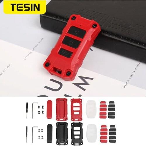 TESIN Interior Mouldings Key Chain Ring Shell Cover Case Frame for Jeep Wrangler JL 2018 2019 2020 Car Accessories Key Cover