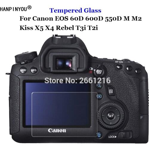 For Canon EOS 60D 600D 550D M M2 Kiss X5 X4 Rebel T3i T2i Tempered Glass 9H 2.5D Camera LCD Screen Protector Protective Film