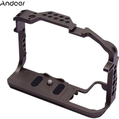 Andoer Aluminum Alloy Camera Cage Protective Vlog Cage for Microphone LED Light Monitor Compatible with Canon EOS R5 R6 Cameras