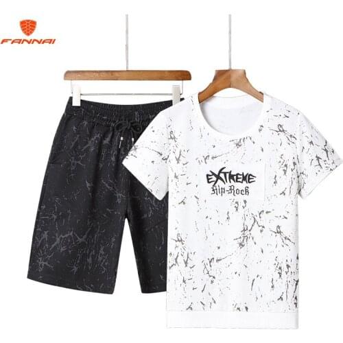 019 New Summer T-Shirt Mens suits Lastest Fashion Short Sleeve T-Shirt set Tee Shirts Hipster O-Neck Tops+Shorts