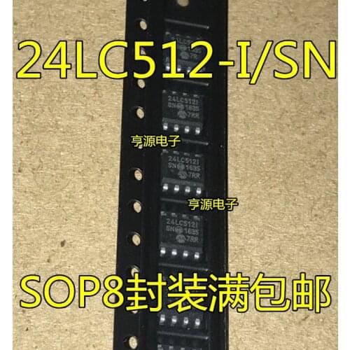 10PCS 24LC512 24LC512I 24LC512-I/SN SOP8