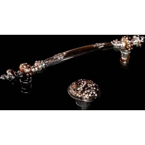 192mm fashion deluxe silver gold rhinestone furniture handles 128mm 160mm 96mm glass crystal dresser win cabinet handles solid