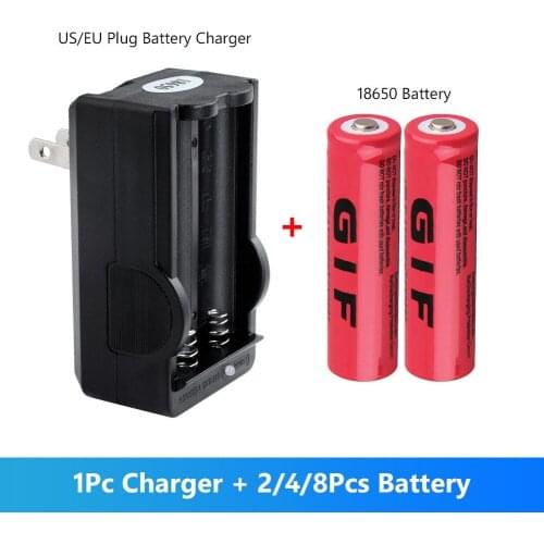 2020 New 2Pcs 18650 Battery 3.7V 9800mAh 18650 Lithium Rechargeable Battery With US/EU Plug Charger For Led Light Power Bank