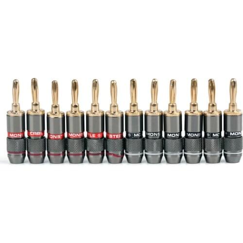 Areyourshop New 12Pcs Gold-plated Banana Plug Speaker Connector Red Black