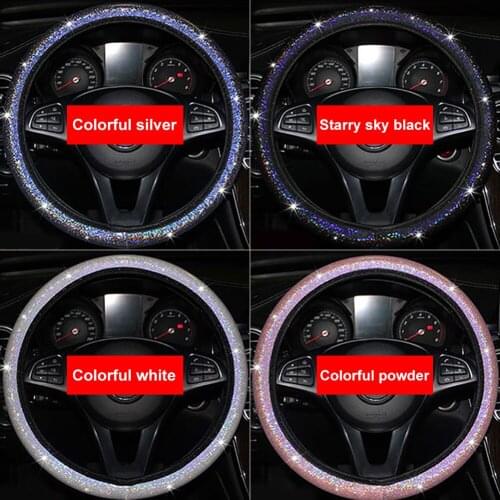 Shiny PU Leather Car Steering Wheel Cover Car Accessories Girl Cover Kit