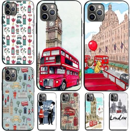 London Red Bus Big Ben Case For iPhone 11 12 Pro Max mini 6S 7 8 Plus X XR XS Max SE 2020 Soft TPU Coque
