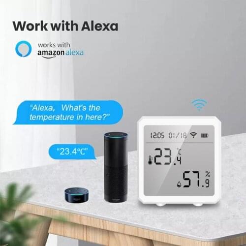 5PCS NEW Tuya WIFI Temperature And Humidity Sensor Indoor Hygrometer Thermometer With LCD Display Support Alexa Google Assistant