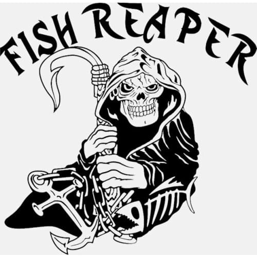 Dawasaru Fish Reaper Skull Car Sticker Waterproof Decal Laptop Skateboard Motorcycle Auto Accessories Decoration PVC,15cm*15cm