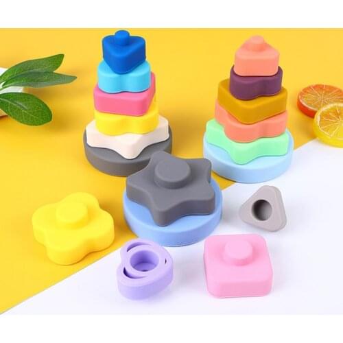 Baby Stacking Blocks Infant Baby Teether Silicone Sensory Toys