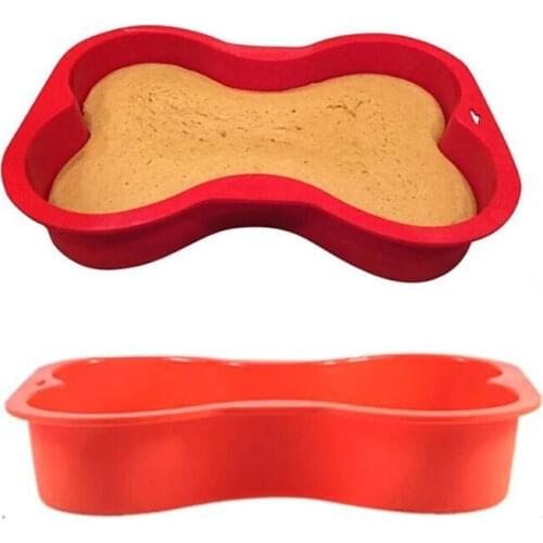 Non-stick Silicone Dog Bone Shape Cake Pan Mold For Puppy Dog Birthday DIY Kitchen Cooking Baking Cake Tool Accessor Red Color