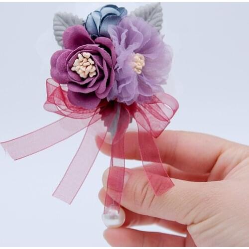 Artificial Rose Flower Groom Boutonniere Wedding Bride Bridesmaid Sisters Hand Flowers Flowers Brooch Accessories