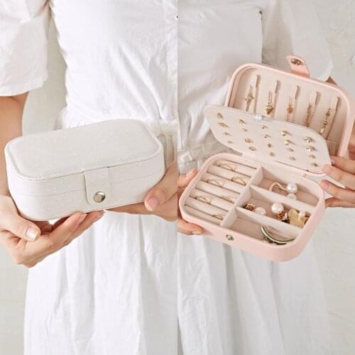 Korean Style Girls Earrings Plate Jewelry Box Ear Stud Ring Storage Box Portable Leather Earrings Ring Jewelry Storage Box