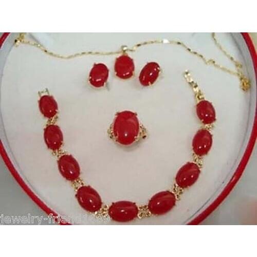 Hot selling@> Fashion Red Natural stone Bracelet earring Pendant Necklace AAA watch Quartz stone crys -Br