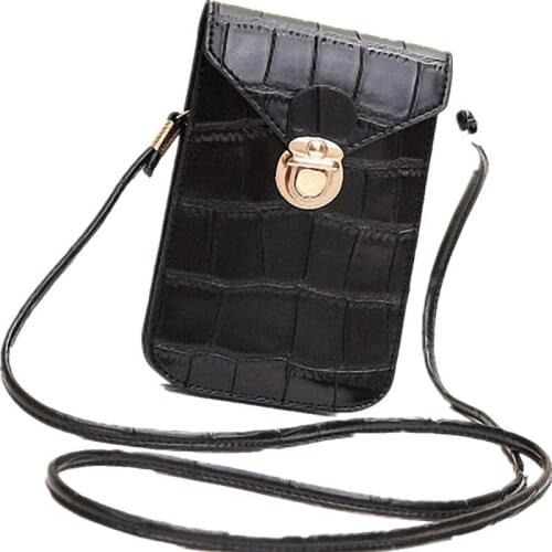 Mini Cell Cellphone Pouch PU Leather Wild hot style with Belt Buckle Retro Casual Women Crocodile Leather Shoulder Bags