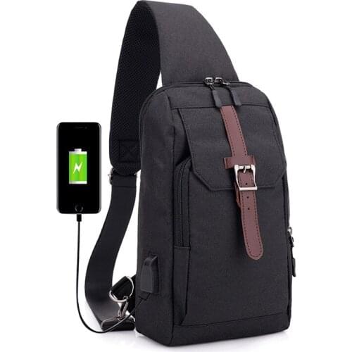 Men USB Charging Port Anti-theft Chest Pack Shoulder Sling Bag Chest Bag Fanny Waist Bag Money Phone Belt Bag