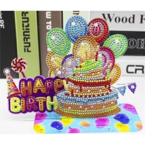 DIY 3D Special Shaped Diamond Painting 3D HAPPY BIRTHD 5D Three-dimensional Puzzle picture Cross Stitch Kits Crystal Home Decor