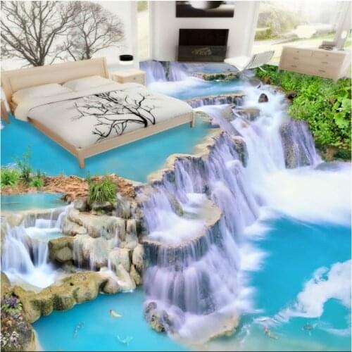 Beibehang Custom Photo Wallpaper 3D mural Wall Stickers Waterfall Water 3D flooring Bathroom 3D flooring papel de parede murals