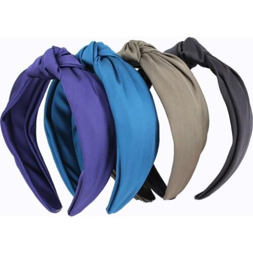 Wholesale Simple All-match Satin Silk Hairband Top Knot Headband Korean Hair Accessories for Women