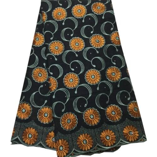 Orange (5yards/pc) high quality soft African cotton Embroidery Nigerian Dry Lace lace fabric voile lace for party dress YPL11726