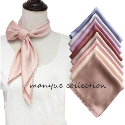 Hot Sell Womens Small Silk Square Scarf Neck Scarves for Ladies Hair Scarfs Solid Female Foulard Neckerchief Shawls Bandanas