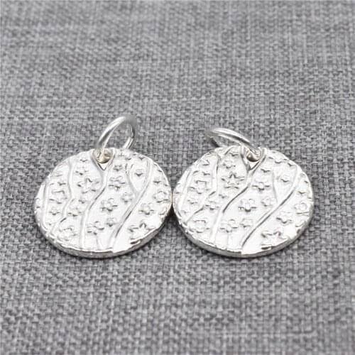 2pcs of 925 Sterling Silver Flower Disc Charms for Bracelet Necklace