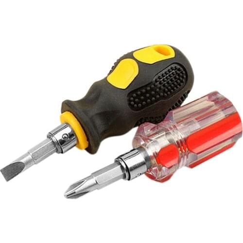 Portable Dual-Purpose Screwdriver Stubby Slotted Screwdrivers Flat Head Slotted Cross Compact Repair Tool