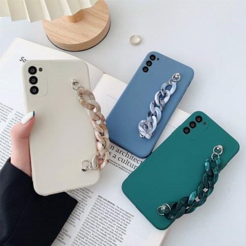 Marble Bracelet Candy Color Phone Protection Case For Samsung Galaxy S20FE S21 Plus Ultra Note8 Liquid Silicone Shockproof Cover