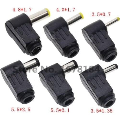 10pcs Male DC Power Plug Connector Angle 90 degree L Shaped plastic 5.5*2.5 5.5*2.1 4.8*1.7 4.0*1.7 3.5*1.35 3.5*1.1 2.5*0.7 mm