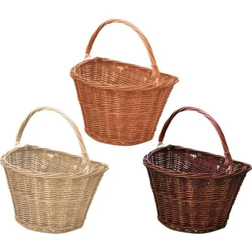 Bike Storage Basket Handwoven Natural Rattan-like Detachable Water Resistant Bicycle Front Basket Cycling Bags Children Backpack