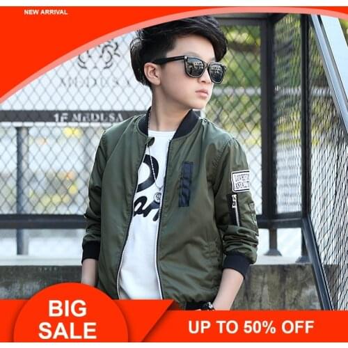 Spring Autumn Jackets for Boy Coat Bomber Jacket Green Boys Windbreaker Winter Jacket Kids Children solid Jacket