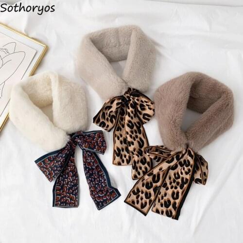 Scarves women thicker warm winter patchwork korean style harajuku ladies all-match leopard scarf womens high quality ladies new