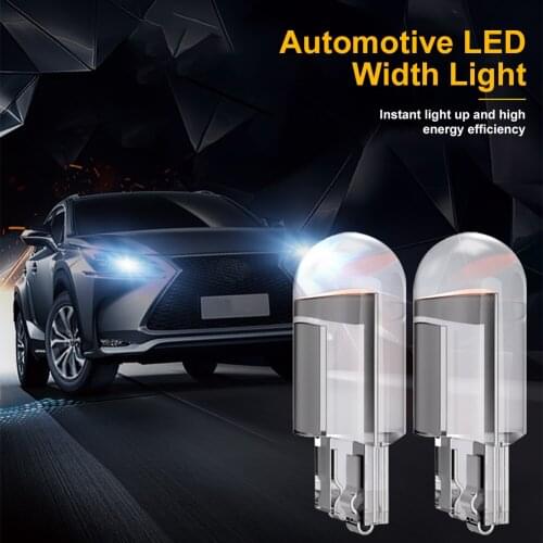 10pcs T10 License Plate Light W5W 194 Glass Housing COB LED Bulb Wedge Dome Light Door Parking clearance lights Car Accessories