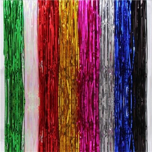 2M*1M Foil Curtains Metallic Tinsel Curtains, Foil Fringe Shimmer Curtain Door Window Decoration for Birthday Wedding Party