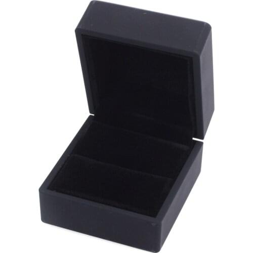 2 Pack Black Engagement Ring Box Earring Pendant Box with LED Light