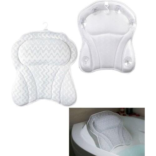 3D Mesh Soft Bathtub Pillow Quick-drying Bathing Spa Massage Cushion With Suction Cups For Shoulder Back Neck Bathroom Relaxing