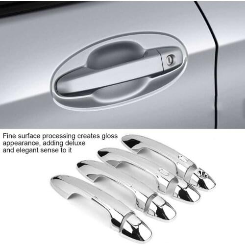 4pcs Car Door Handle Cover Trim Frame protector for Toyota Yaris VIOS (XP150) 2013-2018 Silver Chrome/Carbon Fiber