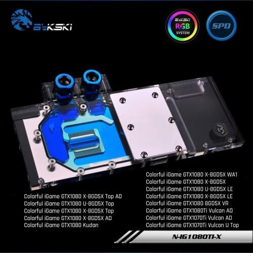 Bykski N-IG1080TI-X, Full Cover Graphics Card Water Cooling Block RGB/RBW for Colorful iGame GTX1080Ti Vulcan AD/GTX1080 8GD5
