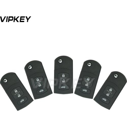 Remotekey 5pcs 3 button flip car key shell for Mazda 3 6 replacement remote key case cover